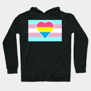 Transgender Pride Flag with Pansexual/Panromantic Heart Hoodie